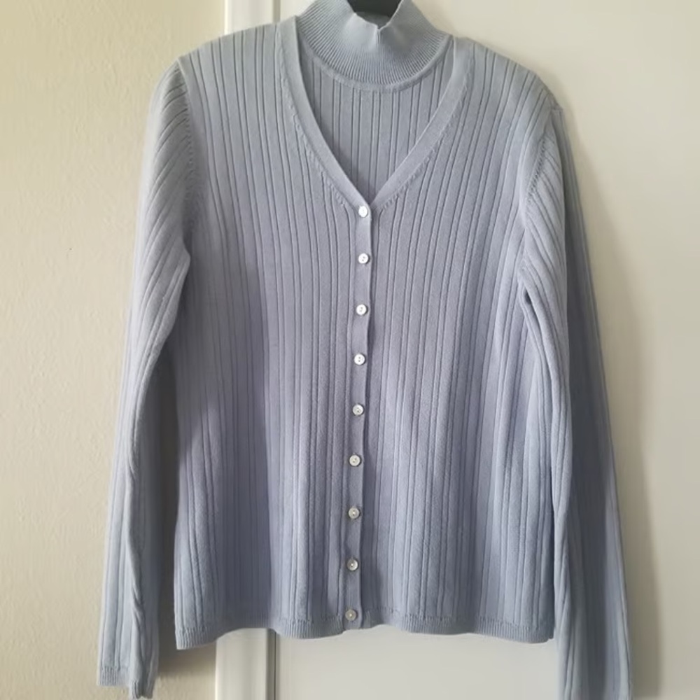 Casual Corner V-Neck Light Blue Sweater